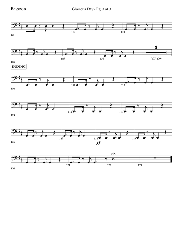 Glorious Day (Choral Anthem SATB) Bassoon (Lifeway Choral / Arr. Joshua Spacht)