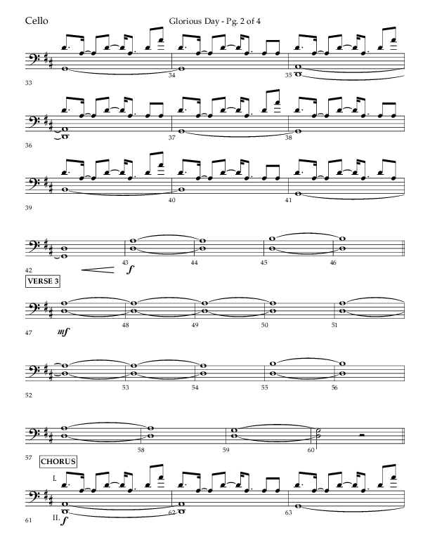 Glorious Day (Choral Anthem SATB) Cello (Lifeway Choral / Arr. Joshua Spacht)