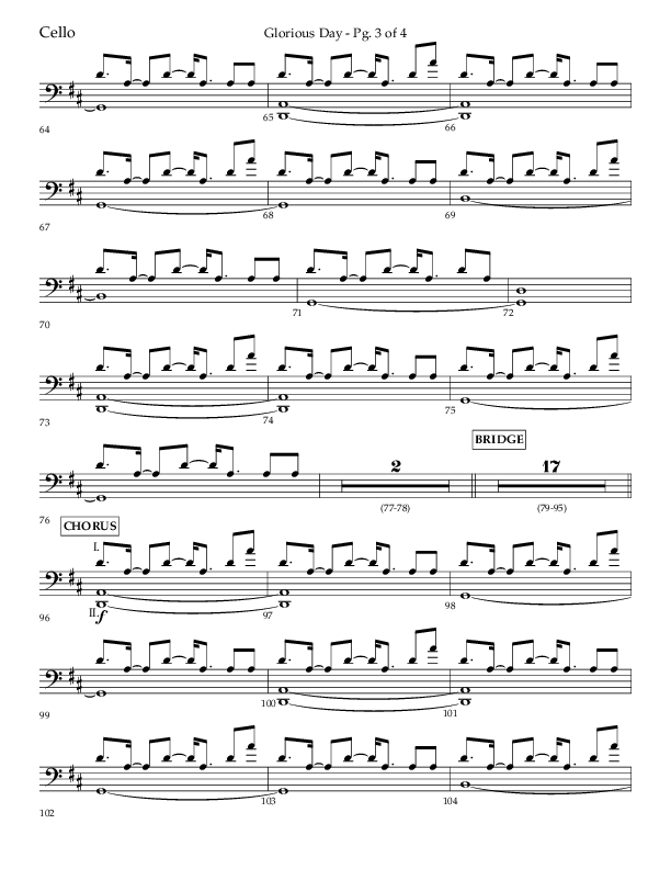 Glorious Day (Choral Anthem SATB) Cello (Lifeway Choral / Arr. Joshua Spacht)