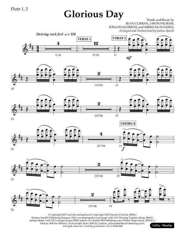 Glorious Day (Choral Anthem SATB) Flute 1/2 (Lifeway Choral / Arr. Joshua Spacht)