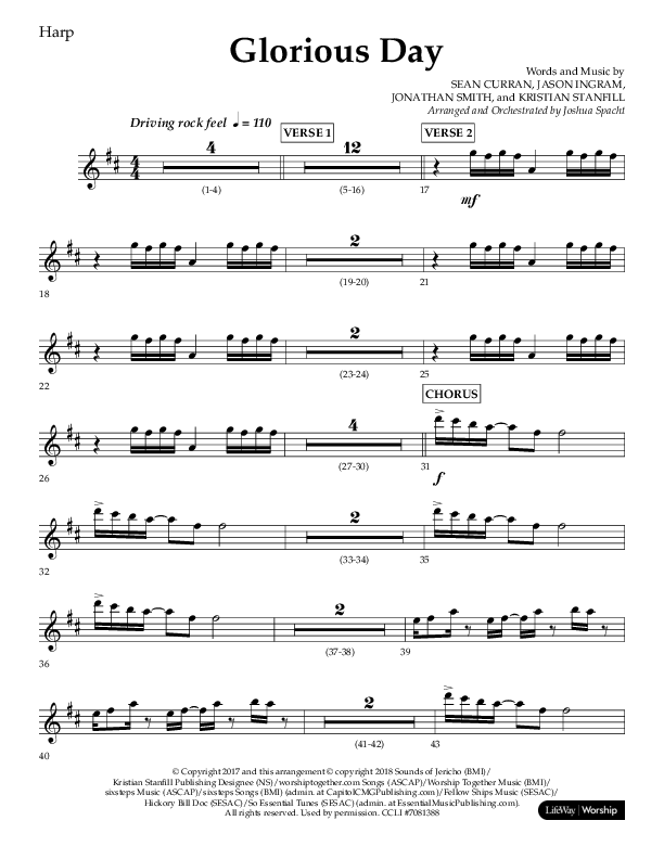 Glorious Day (Choral Anthem SATB) Harp (Lifeway Choral / Arr. Joshua Spacht)