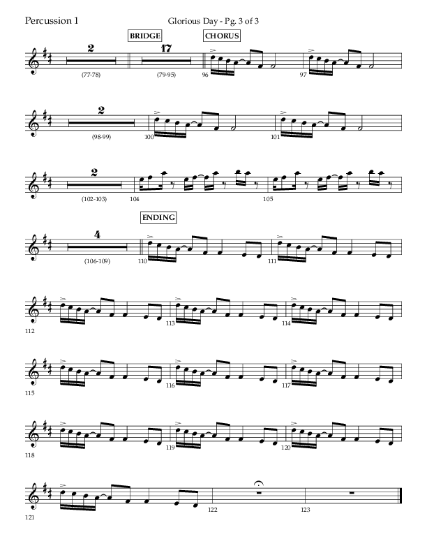 Glorious Day (Choral Anthem SATB) Percussion (Lifeway Choral / Arr. Joshua Spacht)