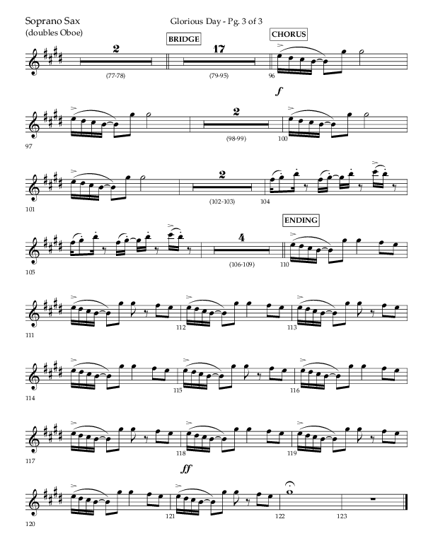 Glorious Day (Choral Anthem SATB) Soprano Sax (Lifeway Choral / Arr. Joshua Spacht)