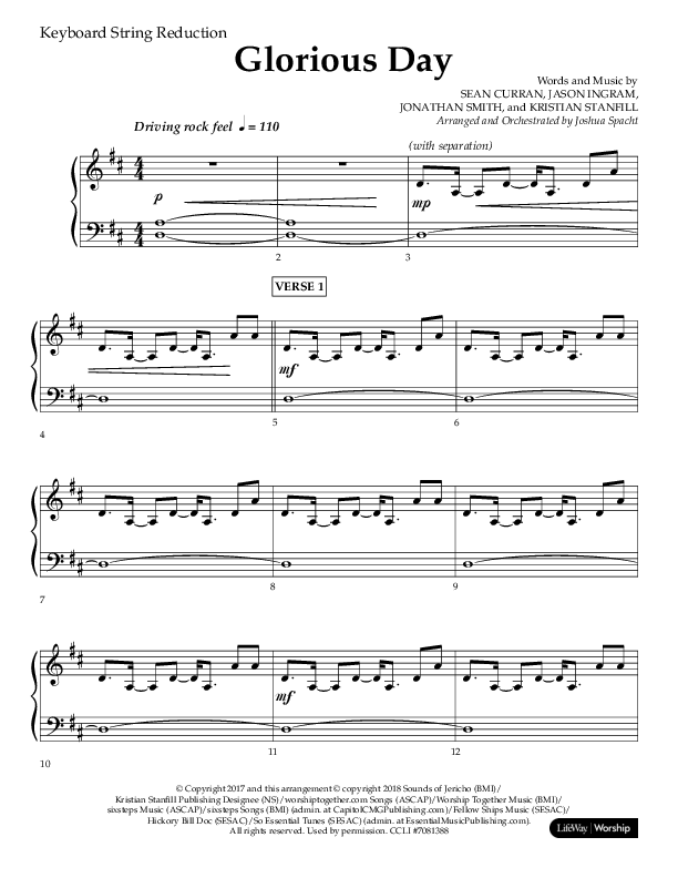 Glorious Day (Choral Anthem SATB) String Reduction (Lifeway Choral / Arr. Joshua Spacht)