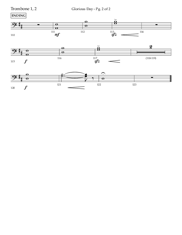 Glorious Day (Choral Anthem SATB) Trombone 1/2 (Lifeway Choral / Arr. Joshua Spacht)