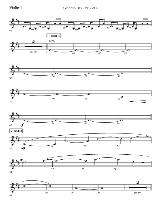 Glorious Day (Choral Anthem SATB) Violin 1 (Lifeway Choral / Arr. Joshua Spacht)