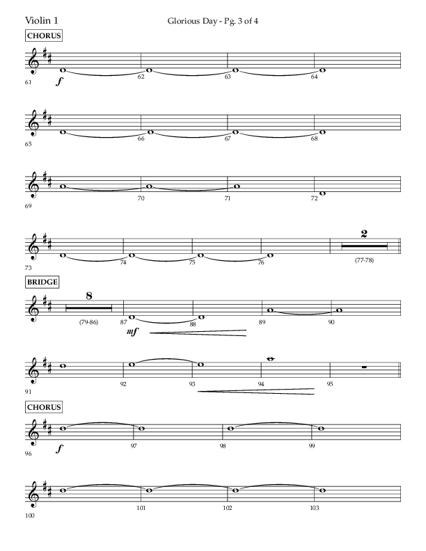 Glorious Day (Choral Anthem SATB) Violin 1 (Lifeway Choral / Arr. Joshua Spacht)