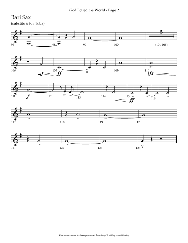 God Loved The World (Choral Anthem SATB) Bari Sax (Lifeway Choral / Arr. Cliff Duren)