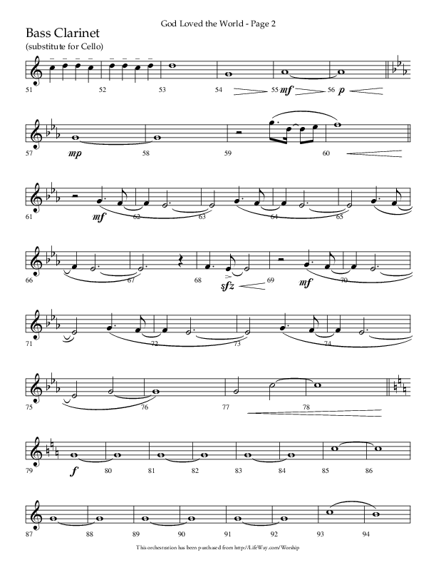 God Loved The World (Choral Anthem SATB) Bass Clarinet (Lifeway Choral / Arr. Cliff Duren)