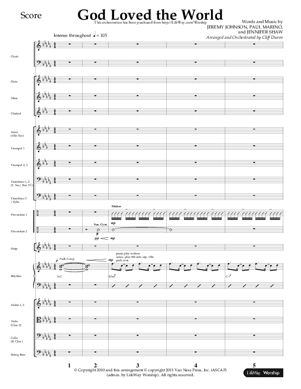 God Loved The World (Choral Anthem SATB) Orchestration (Lifeway Choral / Arr. Cliff Duren)
