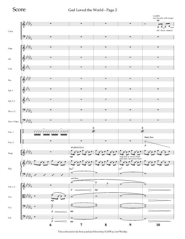 God Loved The World (Choral Anthem SATB) Orchestration (Lifeway Choral / Arr. Cliff Duren)