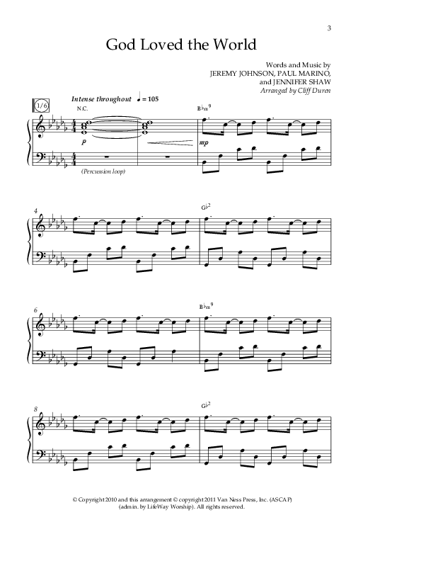 God Loved The World (Choral Anthem SATB) Anthem (SATB/Piano) (Lifeway Choral / Arr. Cliff Duren)