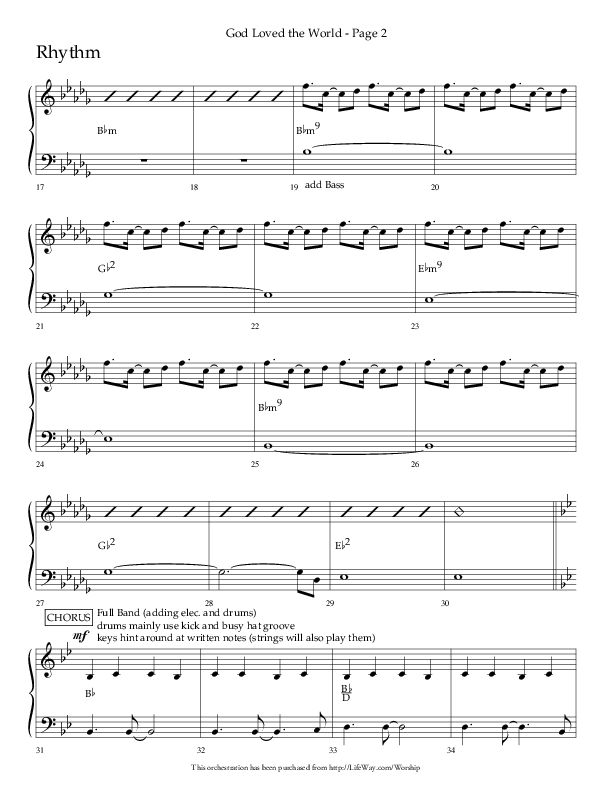 God Loved The World (Choral Anthem SATB) Rhythm Chart (Lifeway Choral / Arr. Cliff Duren)