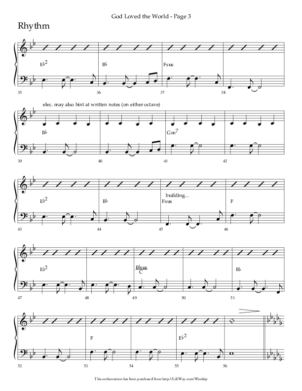 God Loved The World (Choral Anthem SATB) Rhythm Chart (Lifeway Choral / Arr. Cliff Duren)
