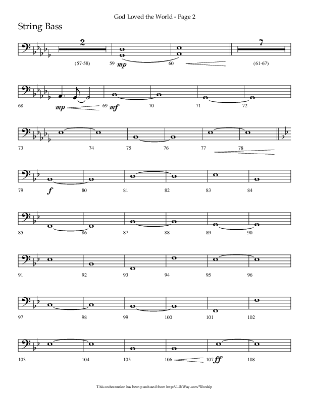 God Loved The World (Choral Anthem SATB) String Bass (Lifeway Choral / Arr. Cliff Duren)