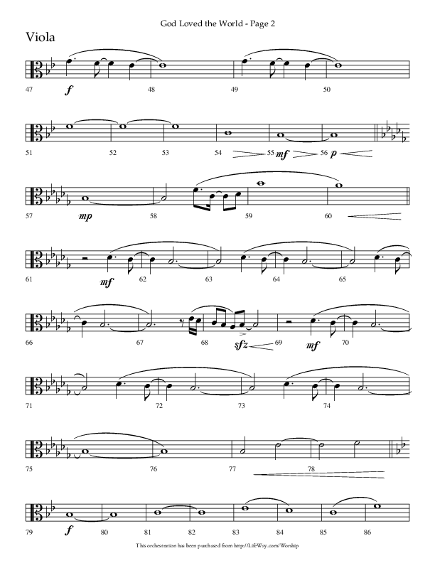God Loved The World (Choral Anthem SATB) Viola (Lifeway Choral / Arr. Cliff Duren)