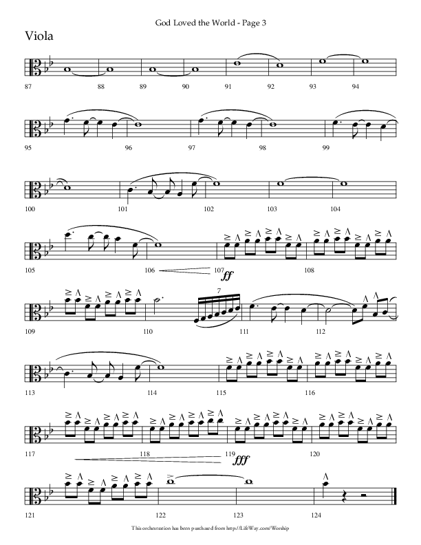 God Loved The World (Choral Anthem SATB) Viola (Lifeway Choral / Arr. Cliff Duren)