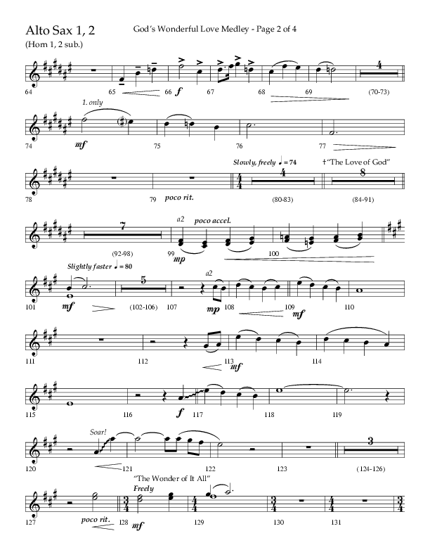 God’s Wonderful Love Medley (Choral Anthem SATB) Alto Sax 1/2 (Lifeway Choral / Arr. David Shipps)