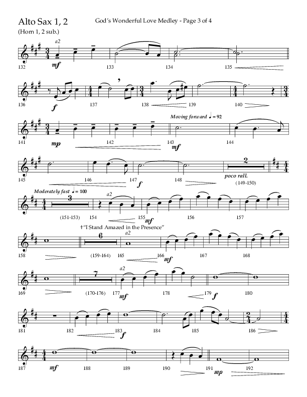 God’s Wonderful Love Medley (Choral Anthem SATB) Alto Sax 1/2 (Lifeway Choral / Arr. David Shipps)