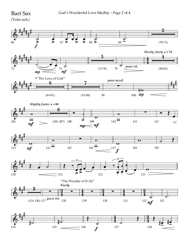 God’s Wonderful Love Medley (Choral Anthem SATB) Bari Sax (Lifeway Choral / Arr. David Shipps)