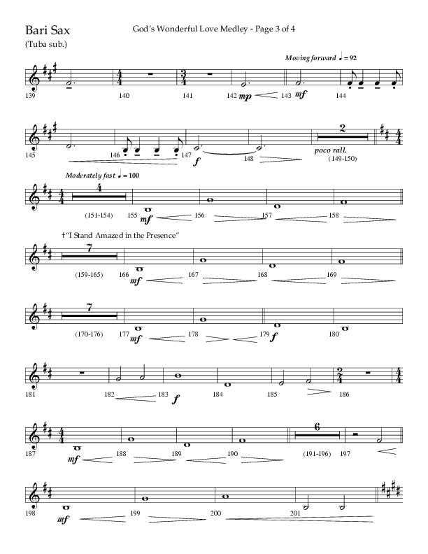 God’s Wonderful Love Medley (Choral Anthem SATB) Bari Sax (Lifeway Choral / Arr. David Shipps)