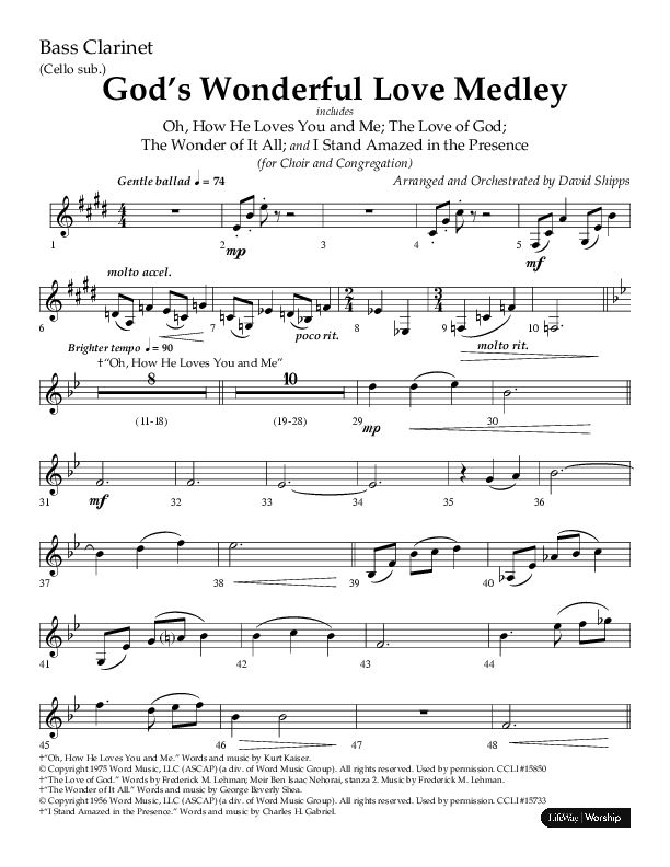 God’s Wonderful Love Medley (Choral Anthem SATB) Bass Clarinet (Lifeway Choral / Arr. David Shipps)