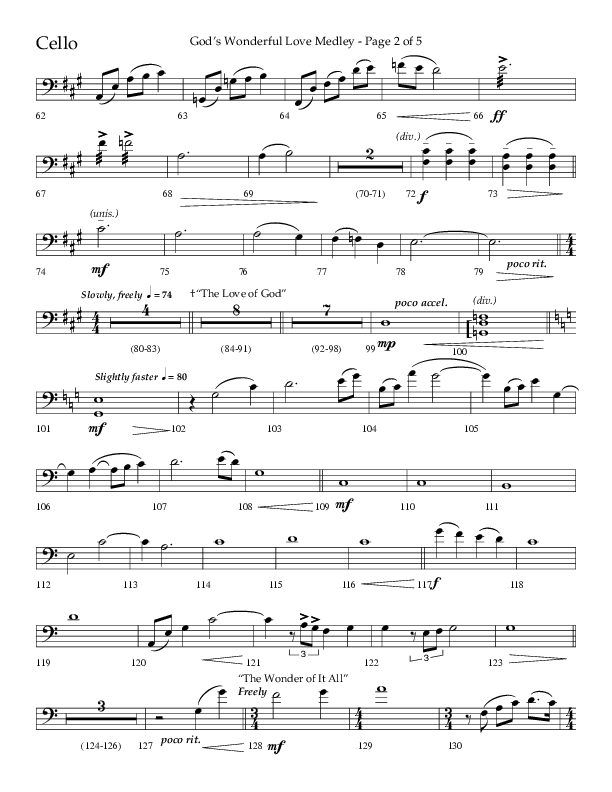 God’s Wonderful Love Medley (Choral Anthem SATB) Cello (Lifeway Choral / Arr. David Shipps)