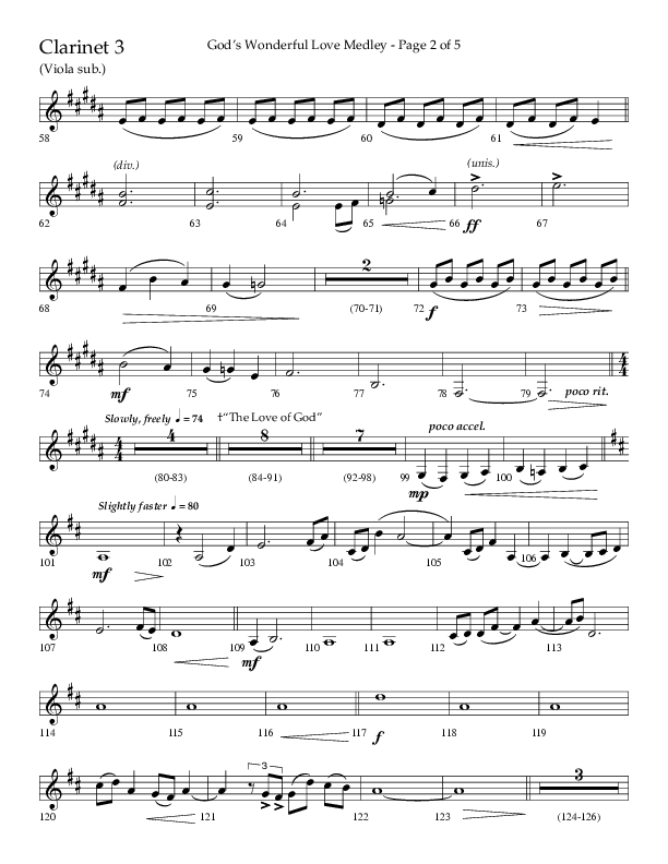 God’s Wonderful Love Medley (Choral Anthem SATB) Clarinet 3 (Lifeway Choral / Arr. David Shipps)