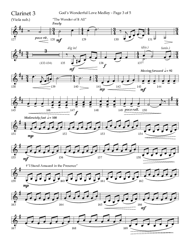 God’s Wonderful Love Medley (Choral Anthem SATB) Clarinet 3 (Lifeway Choral / Arr. David Shipps)