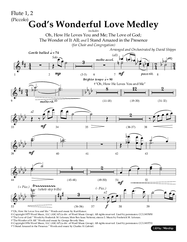 God’s Wonderful Love Medley (Choral Anthem SATB) Flute 1/2 (Lifeway Choral / Arr. David Shipps)
