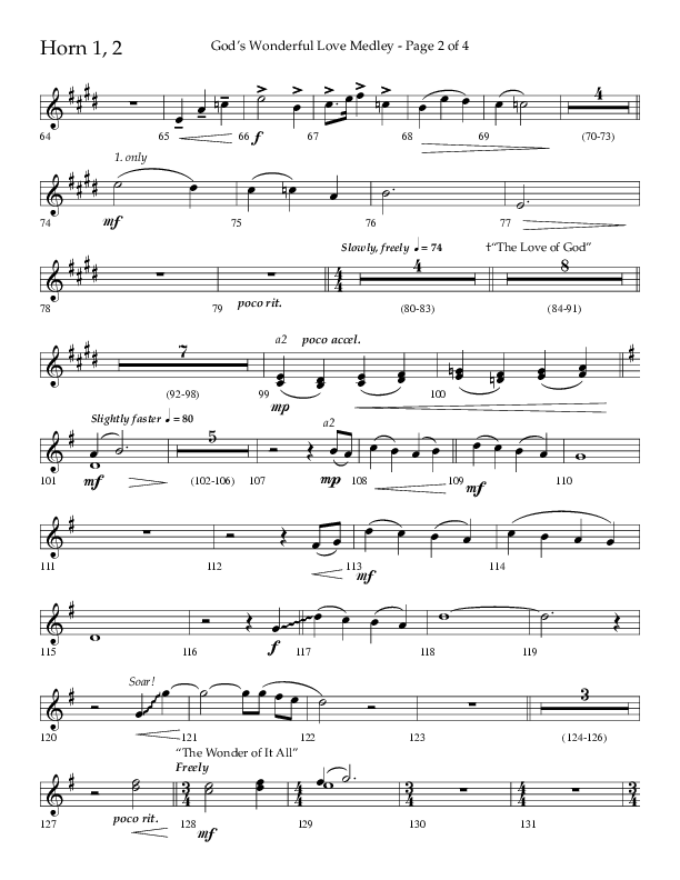 God’s Wonderful Love Medley (Choral Anthem SATB) French Horn 1/2 (Lifeway Choral / Arr. David Shipps)