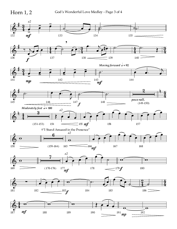 God’s Wonderful Love Medley (Choral Anthem SATB) French Horn 1/2 (Lifeway Choral / Arr. David Shipps)