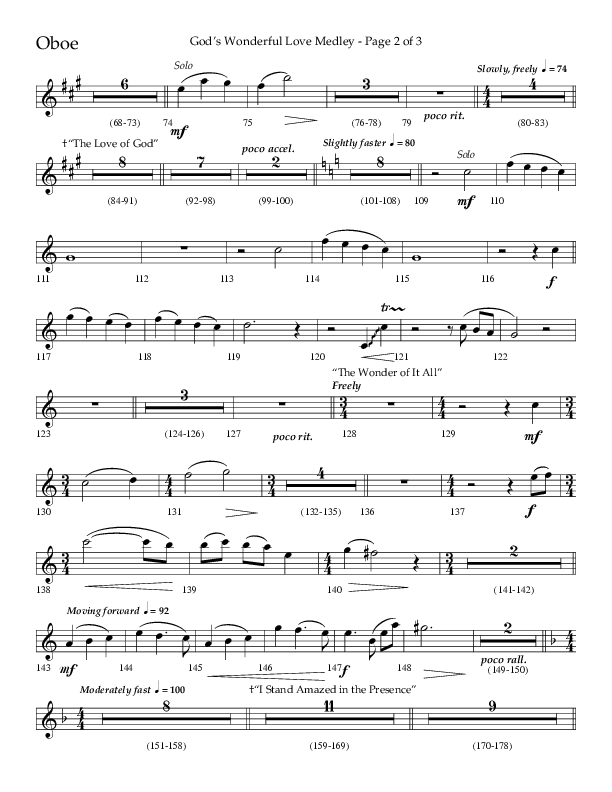 God’s Wonderful Love Medley (Choral Anthem SATB) Oboe (Lifeway Choral / Arr. David Shipps)