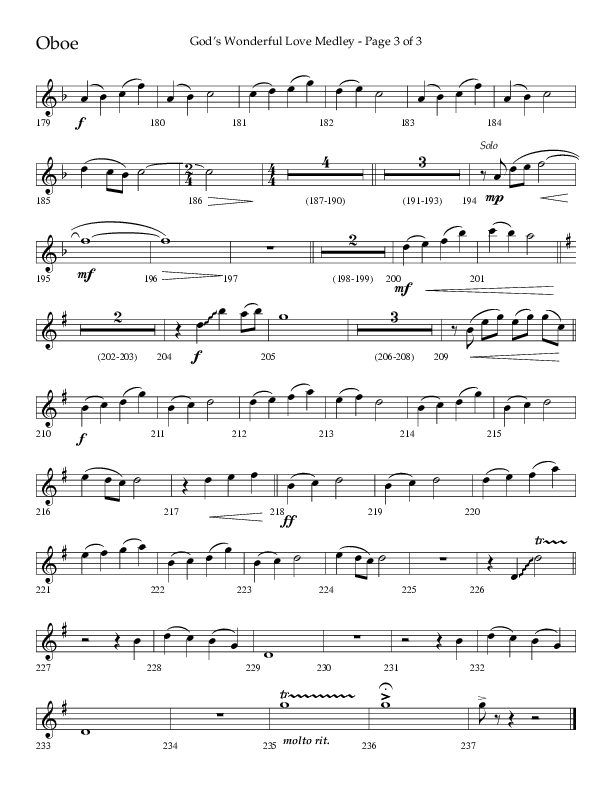 God’s Wonderful Love Medley (Choral Anthem SATB) Oboe (Lifeway Choral / Arr. David Shipps)