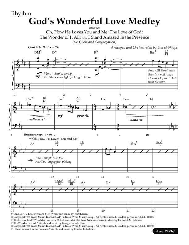 God’s Wonderful Love Medley (Choral Anthem SATB) Rhythm Chart (Lifeway Choral / Arr. David Shipps)