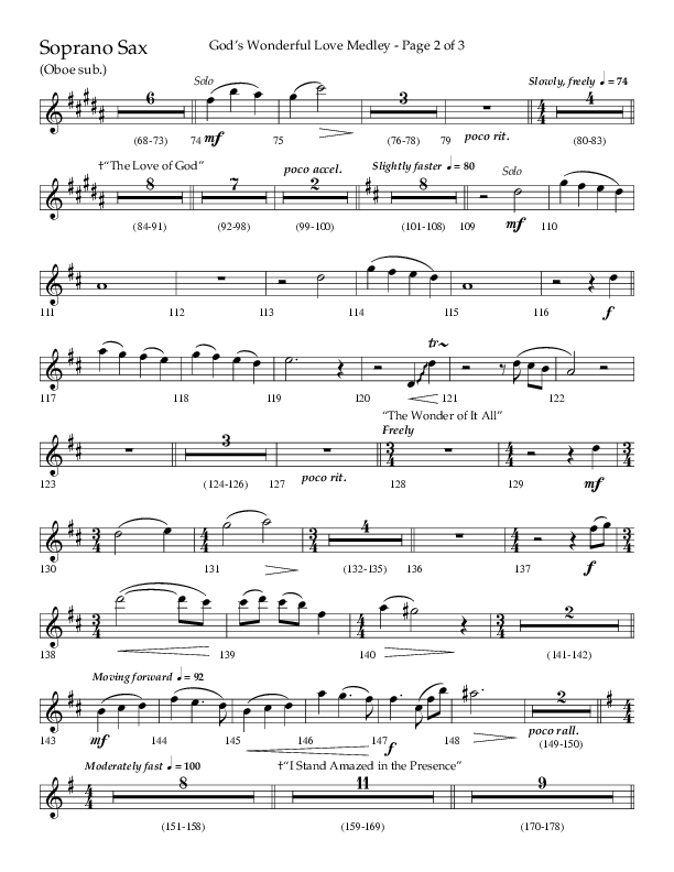 God’s Wonderful Love Medley (Choral Anthem SATB) Soprano Sax (Lifeway Choral / Arr. David Shipps)
