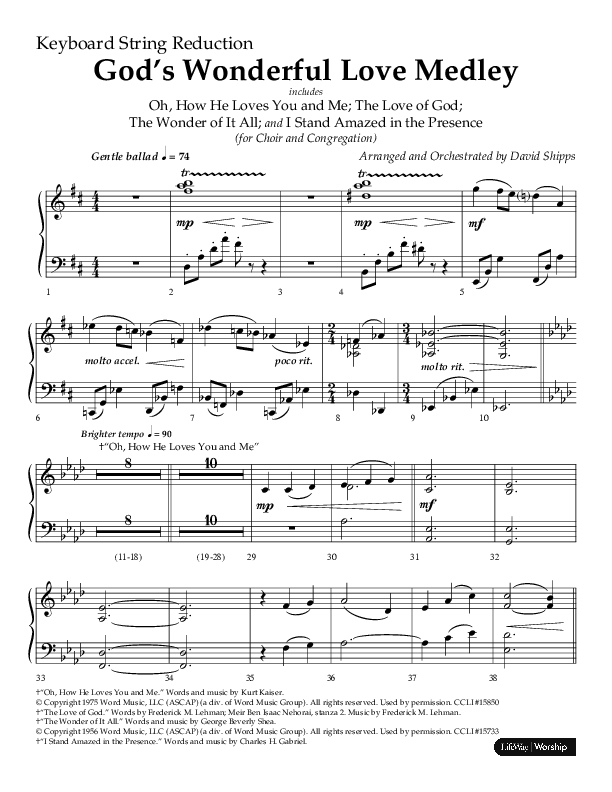 God’s Wonderful Love Medley (Choral Anthem SATB) String Reduction (Lifeway Choral / Arr. David Shipps)