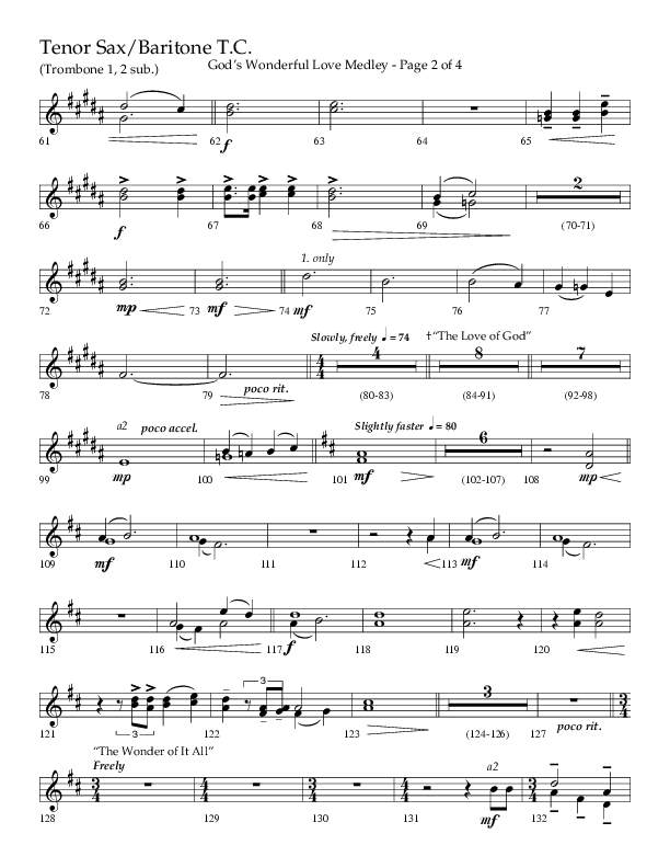 God’s Wonderful Love Medley (Choral Anthem SATB) Tenor Sax/Baritone T.C. (Lifeway Choral / Arr. David Shipps)