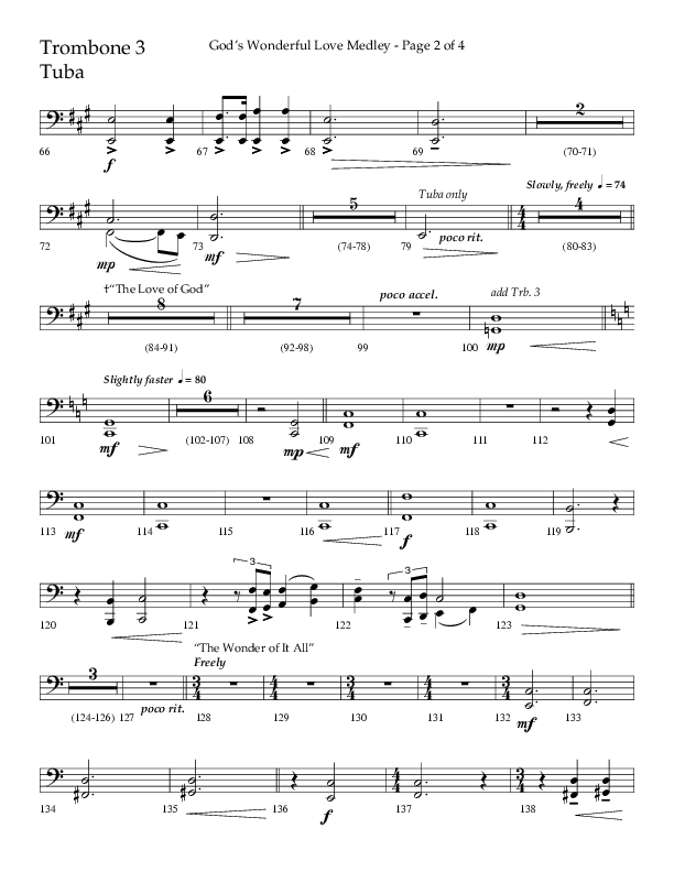 God’s Wonderful Love Medley (Choral Anthem SATB) Trombone 3/Tuba (Lifeway Choral / Arr. David Shipps)