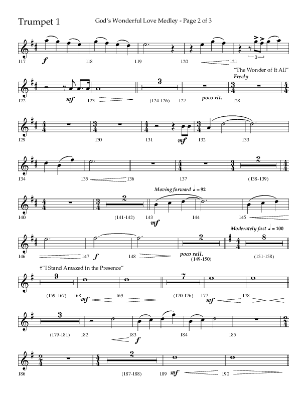 God’s Wonderful Love Medley (Choral Anthem SATB) Trumpet 1 (Lifeway Choral / Arr. David Shipps)