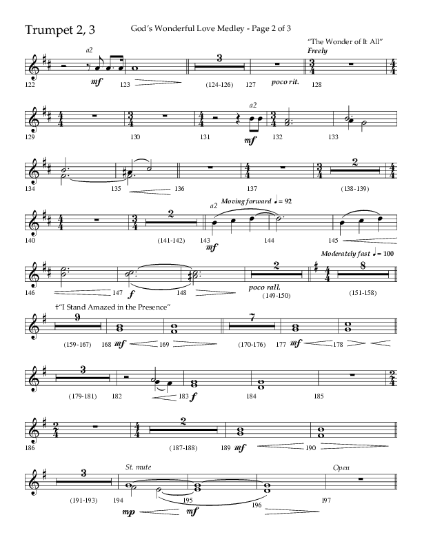 God’s Wonderful Love Medley (Choral Anthem SATB) Trumpet 2/3 (Lifeway Choral / Arr. David Shipps)