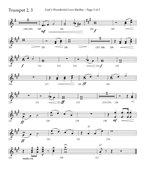 God’s Wonderful Love Medley (Choral Anthem SATB) Trumpet 2/3 (Lifeway Choral / Arr. David Shipps)