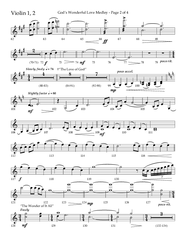 God’s Wonderful Love Medley (Choral Anthem SATB) Violin 1/2 (Lifeway Choral / Arr. David Shipps)