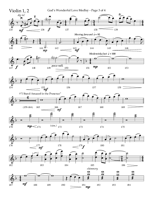 God’s Wonderful Love Medley (Choral Anthem SATB) Violin 1/2 (Lifeway Choral / Arr. David Shipps)