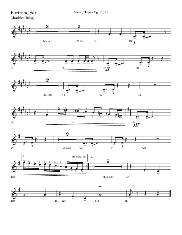 Mercy Tree (Choral Anthem SATB) Bari Sax (Lifeway Choral / Arr. Gary Rhodes / Orch. Bruce Greer)