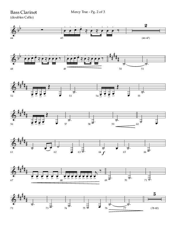 Mercy Tree (Choral Anthem SATB) Bass Clarinet (Lifeway Choral / Arr. Gary Rhodes / Orch. Bruce Greer)