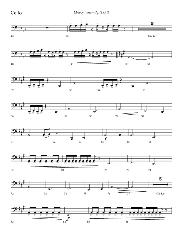 Mercy Tree (Choral Anthem SATB) Cello (Lifeway Choral / Arr. Gary Rhodes / Orch. Bruce Greer)