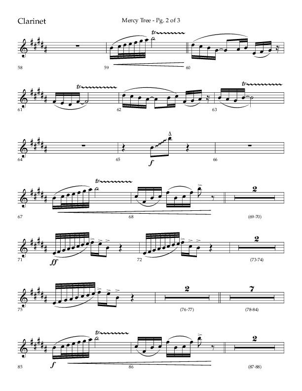 Mercy Tree (Choral Anthem SATB) Clarinet 1/2 (Lifeway Choral / Arr. Gary Rhodes / Orch. Bruce Greer)
