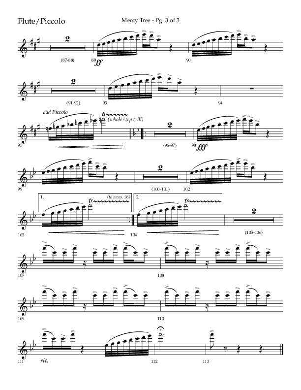 Mercy Tree (Choral Anthem SATB) Flute/Piccolo (Lifeway Choral / Arr. Gary Rhodes / Orch. Bruce Greer)