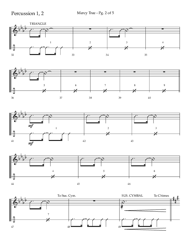 Mercy Tree (Choral Anthem SATB) Percussion (Lifeway Choral / Arr. Gary Rhodes / Orch. Bruce Greer)
